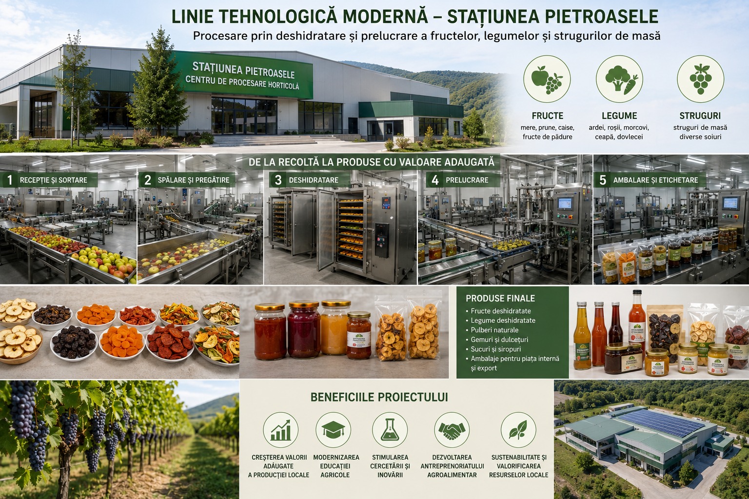 Linia tehnologică modernă pentru procesarea horticolă de la Stațiunea Pietroasele